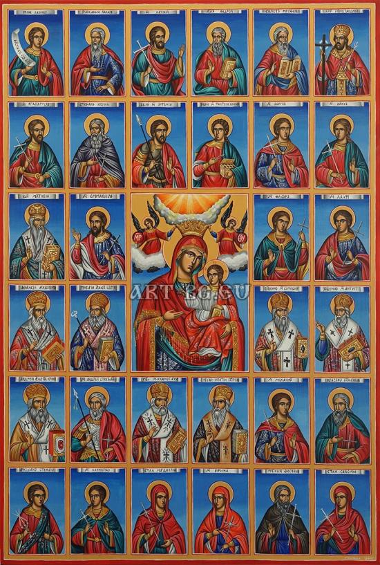 Икона на Света Богородица с 32-ма светци
