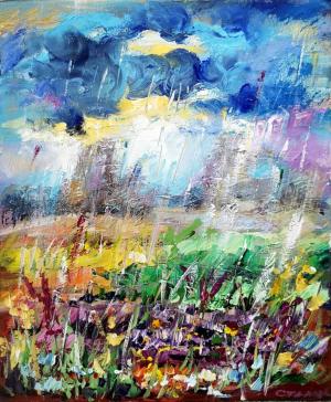„След бурята“ – Оригинална абстрактна картина с акрил