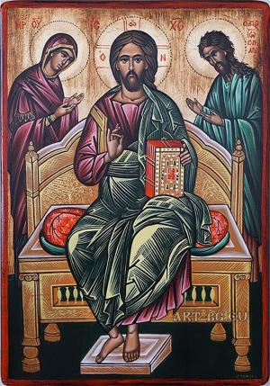Икона на Исус Христос на трон