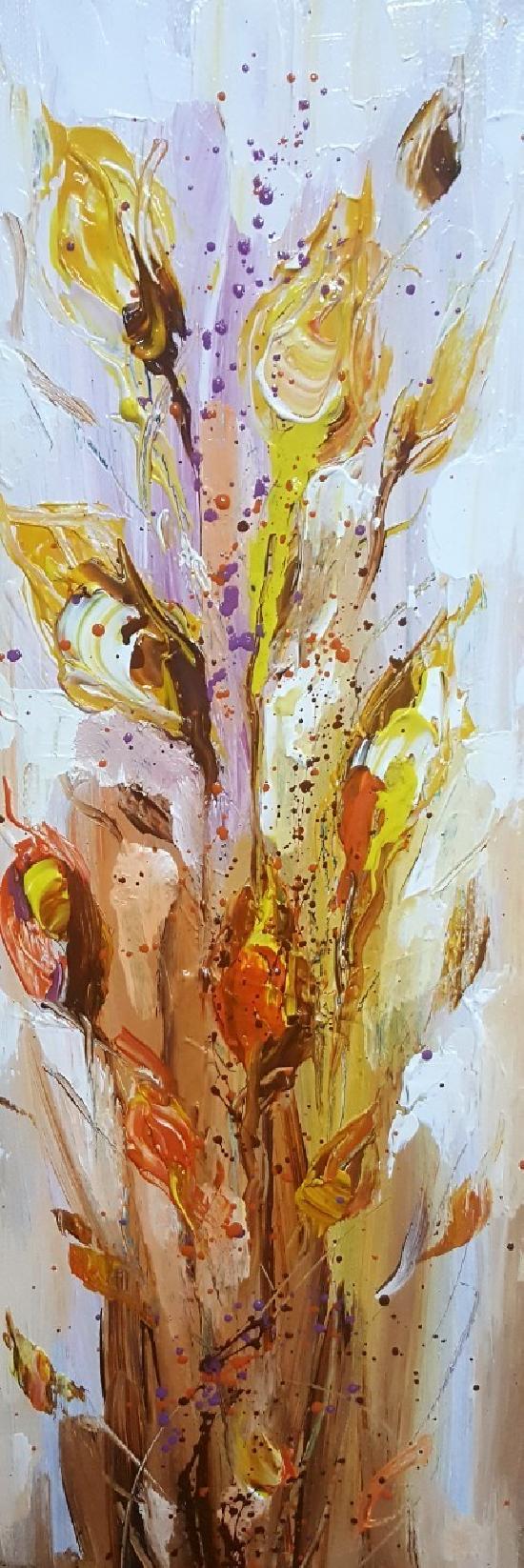 Картина „Златни калии“ – Маслена живопис, Модерна абстракция